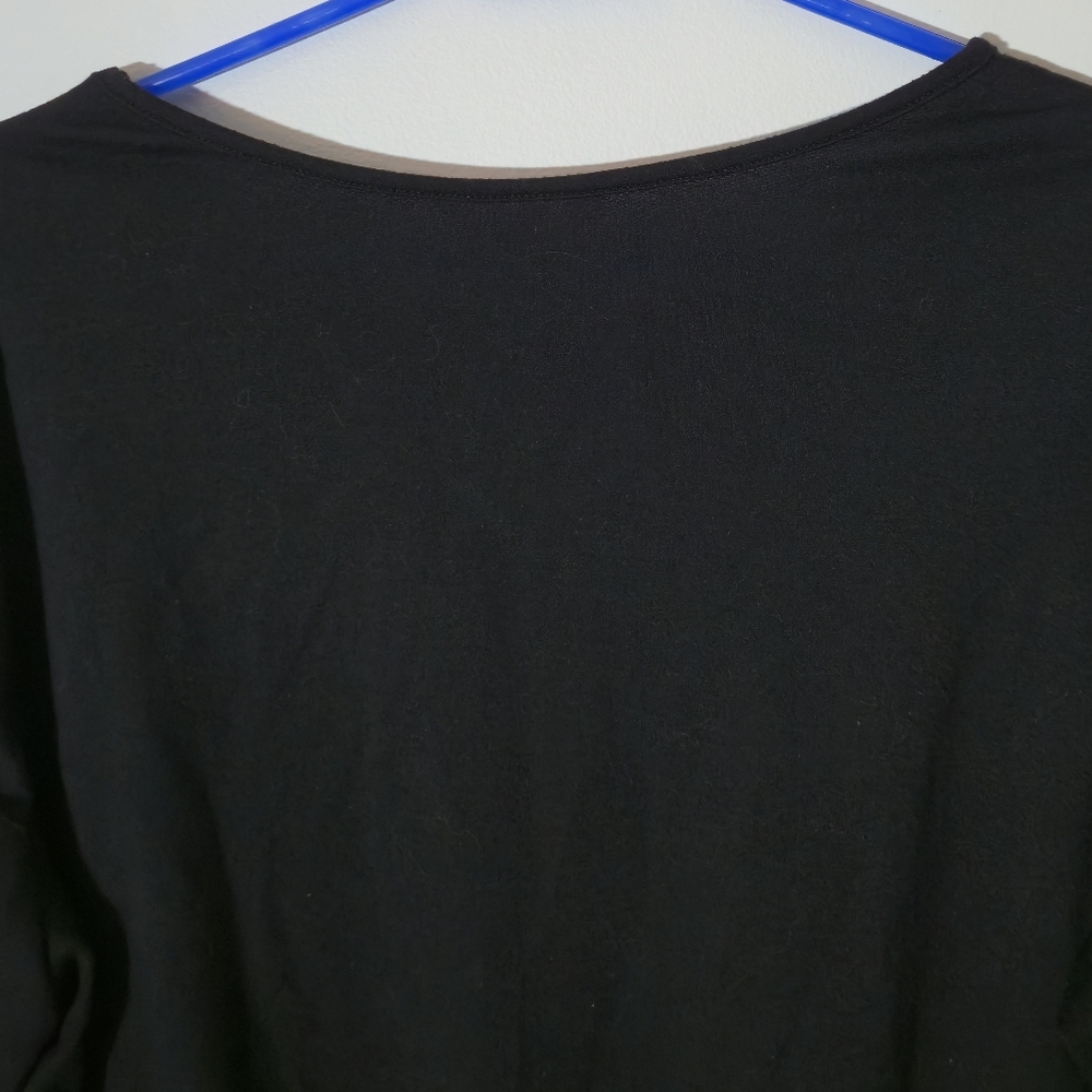 Terra & Sky 1X Black Lattice Sleeve Bubble Hem Top Plus Size 16W-18W Stretch - Picture 9 of 11